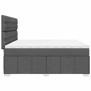 Κρεβάτι Boxspring με Στρώμα Σκούρο Γκρι 200x200 εκ. Υφασμάτινο - Pakobazaar