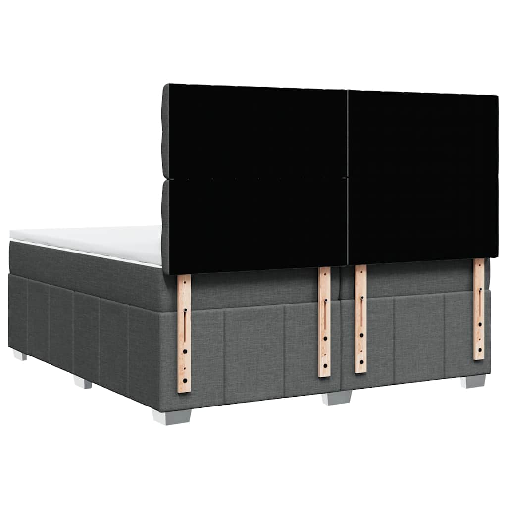 Κρεβάτι Boxspring με Στρώμα Σκούρο Γκρι 200x200 εκ. Υφασμάτινο - Pakobazaar