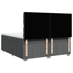 Κρεβάτι Boxspring με Στρώμα Σκούρο Γκρι 200x200 εκ. Υφασμάτινο - Pakobazaar