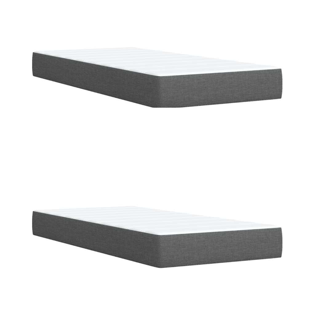 Κρεβάτι Boxspring με Στρώμα Σκούρο Γκρι 200x200 εκ. Υφασμάτινο - Pakobazaar