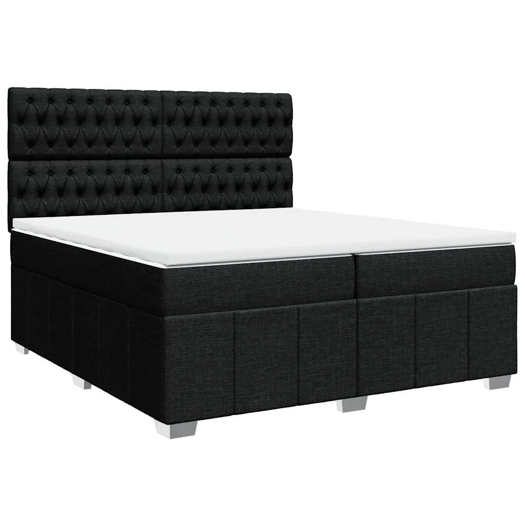 Κρεβάτι Boxspring με Στρώμα Μαύρο 200x200 εκ. Υφασμάτινο - Pakobazaar