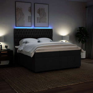 Κρεβάτι Boxspring με Στρώμα Μαύρο 200x200 εκ. Υφασμάτινο - Pakobazaar
