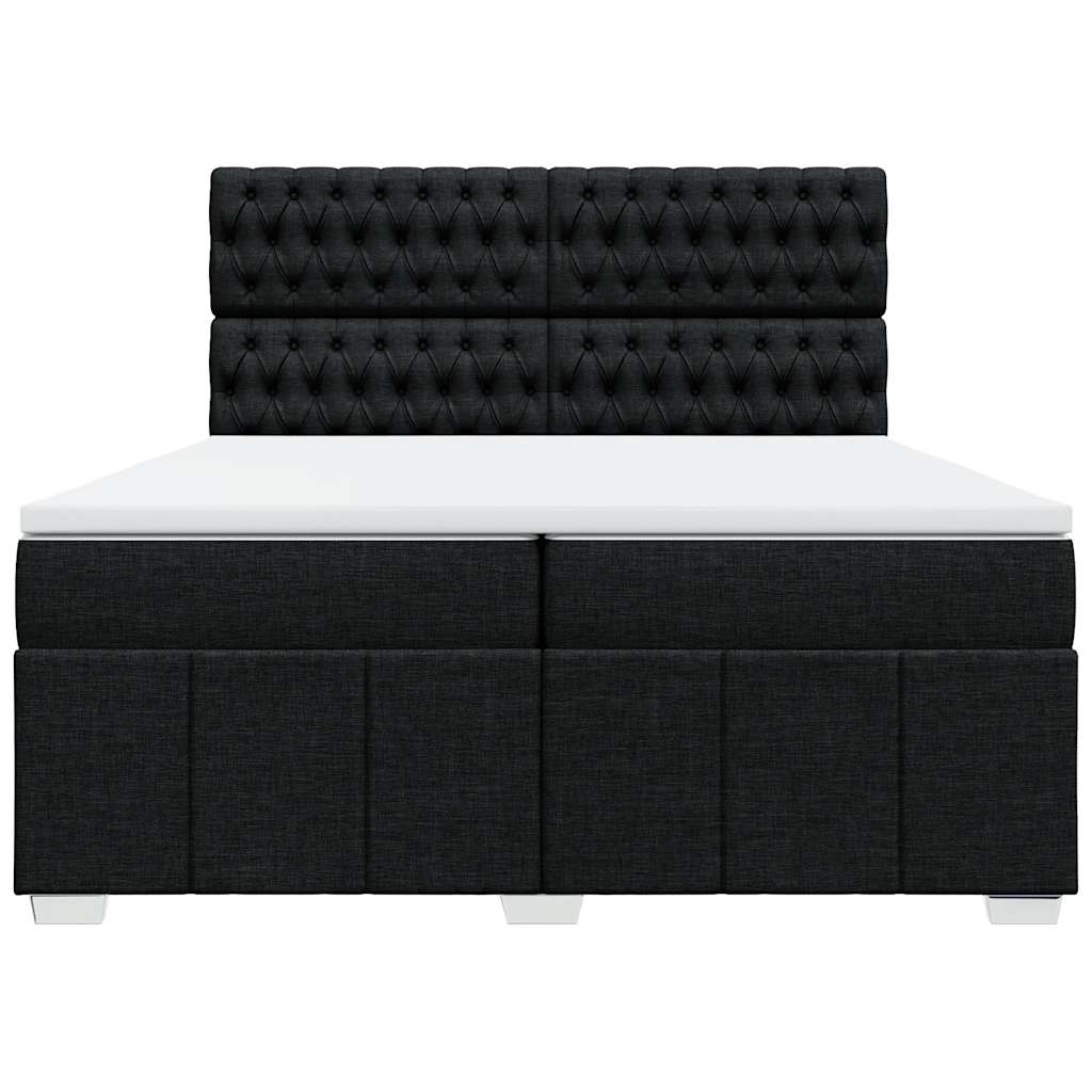 Κρεβάτι Boxspring με Στρώμα Μαύρο 200x200 εκ. Υφασμάτινο - Pakobazaar
