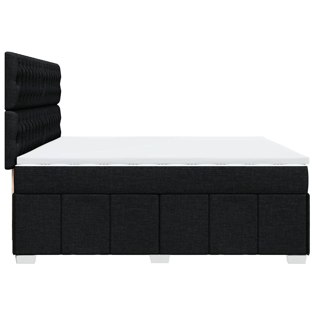 Κρεβάτι Boxspring με Στρώμα Μαύρο 200x200 εκ. Υφασμάτινο - Pakobazaar