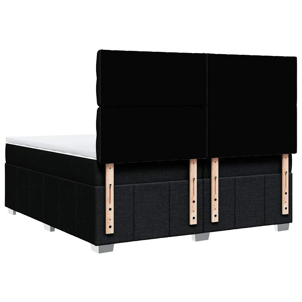Κρεβάτι Boxspring με Στρώμα Μαύρο 200x200 εκ. Υφασμάτινο - Pakobazaar