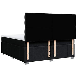 Κρεβάτι Boxspring με Στρώμα Μαύρο 200x200 εκ. Υφασμάτινο - Pakobazaar
