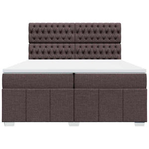 Κρεβάτι Boxspring με Στρώμα Σκούρο Καφέ 200x200 εκ. Υφασμάτινο - Pakobazaar