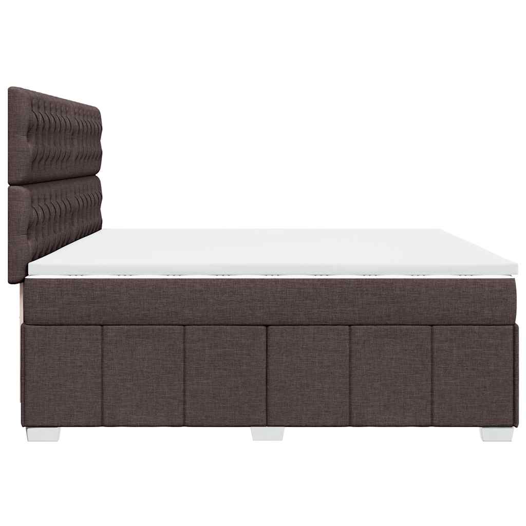 Κρεβάτι Boxspring με Στρώμα Σκούρο Καφέ 200x200 εκ. Υφασμάτινο - Pakobazaar