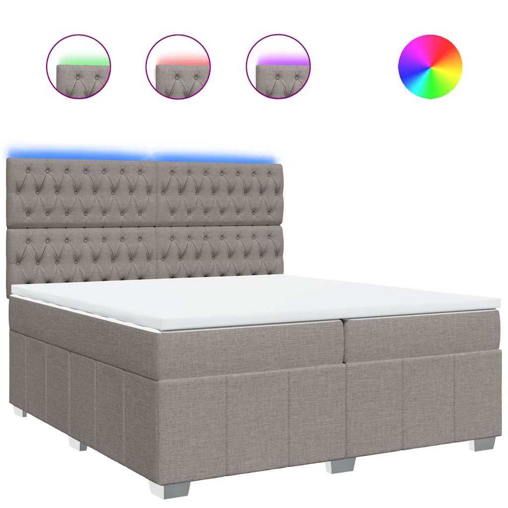 Κρεβάτι Boxspring με Στρώμα Taupe 200x200 εκ. Υφασμάτινο - Pakobazaar