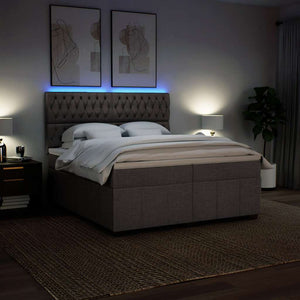 Κρεβάτι Boxspring με Στρώμα Taupe 200x200 εκ. Υφασμάτινο - Pakobazaar