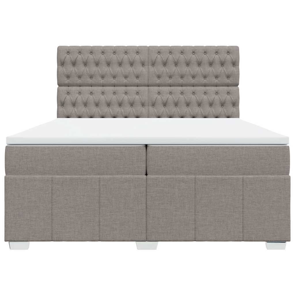 Κρεβάτι Boxspring με Στρώμα Taupe 200x200 εκ. Υφασμάτινο - Pakobazaar
