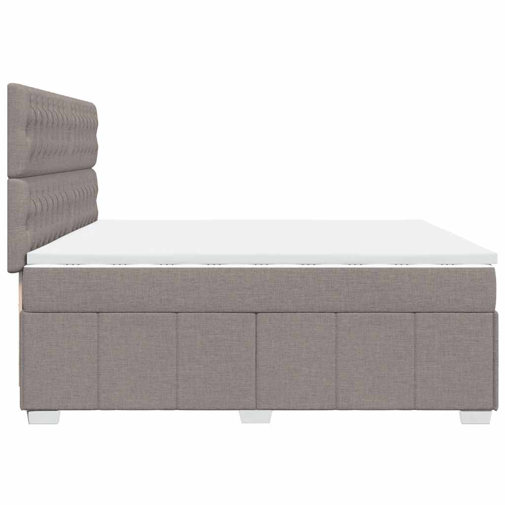 Κρεβάτι Boxspring με Στρώμα Taupe 200x200 εκ. Υφασμάτινο - Pakobazaar