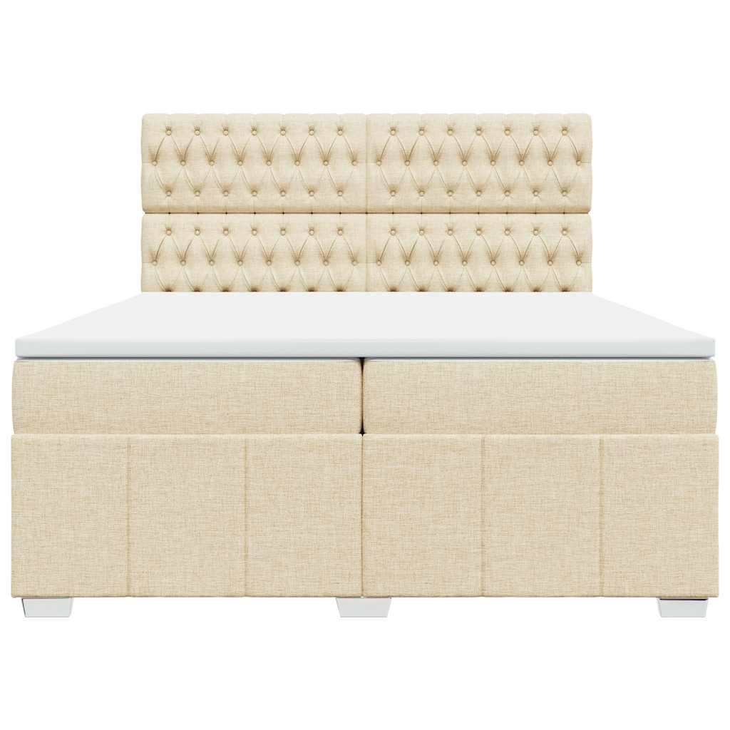 Κρεβάτι Boxspring με Στρώμα Κρεμ 200x200 εκ. Υφασμάτινο - Pakobazaar