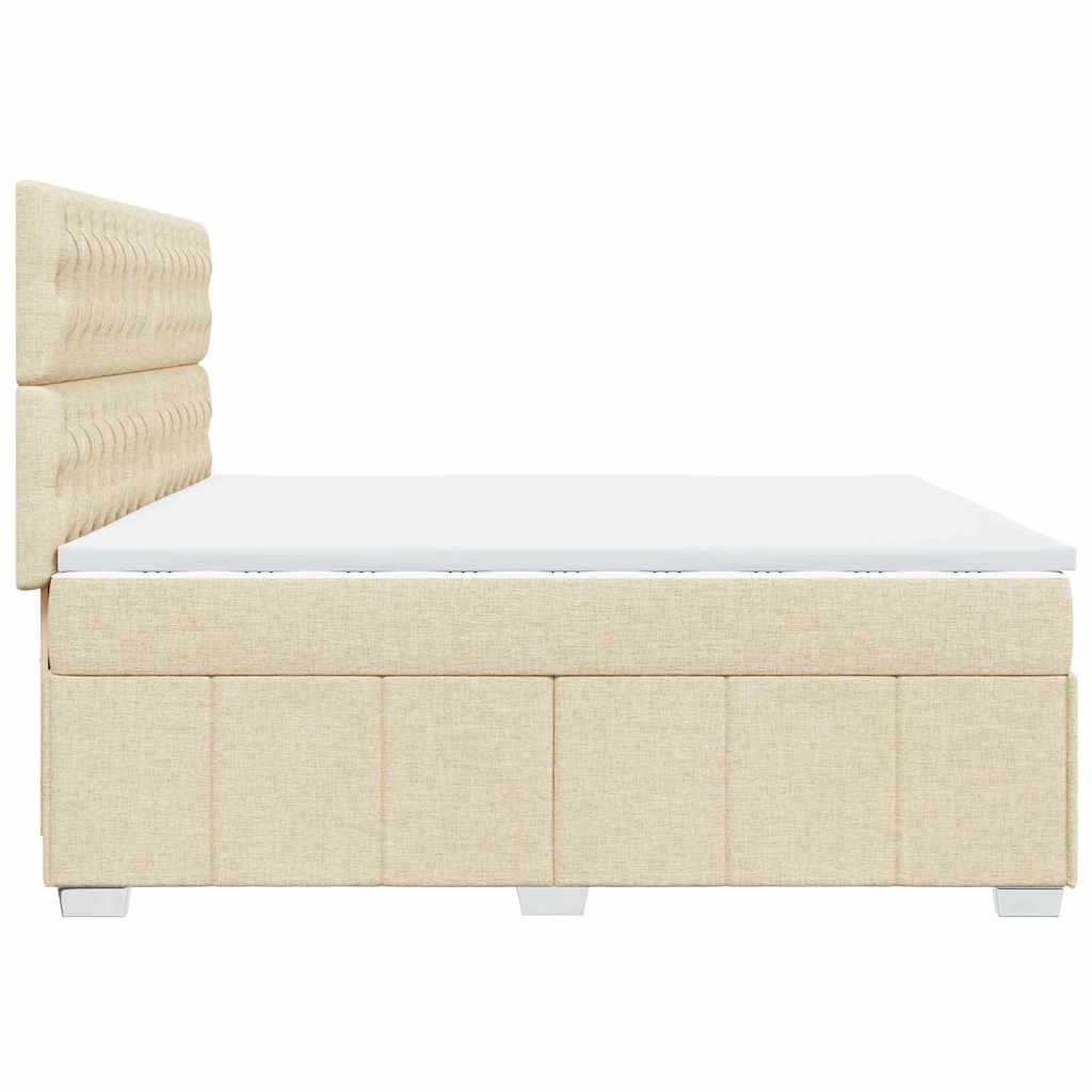 Κρεβάτι Boxspring με Στρώμα Κρεμ 200x200 εκ. Υφασμάτινο - Pakobazaar