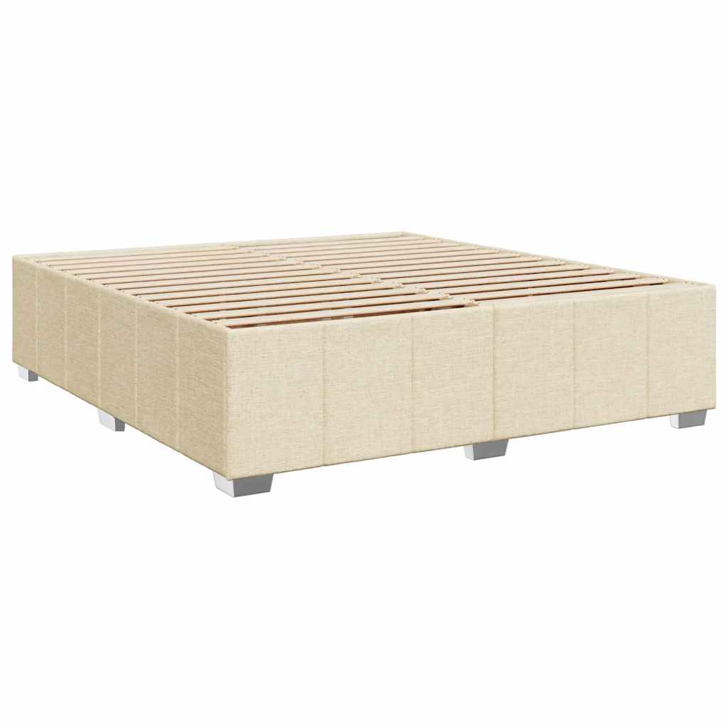 Κρεβάτι Boxspring με Στρώμα Κρεμ 200x200 εκ. Υφασμάτινο - Pakobazaar