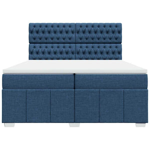Κρεβάτι Boxspring με Στρώμα Μπλε 200x200 εκ. Υφασμάτινο - Pakobazaar