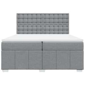 Κρεβάτι Boxspring με Στρώμα Ανοιχτό Γκρι 200x200 εκ. Υφασμάτινο - Pakobazaar