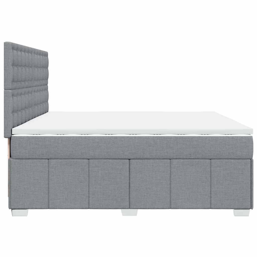 Κρεβάτι Boxspring με Στρώμα Ανοιχτό Γκρι 200x200 εκ. Υφασμάτινο - Pakobazaar