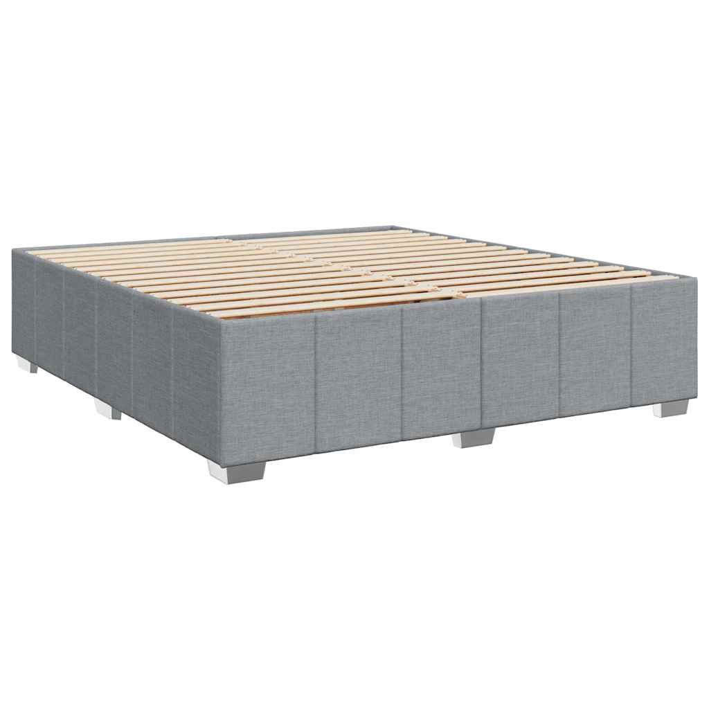 Κρεβάτι Boxspring με Στρώμα Ανοιχτό Γκρι 200x200 εκ. Υφασμάτινο - Pakobazaar