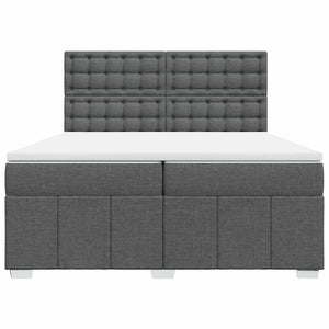 Κρεβάτι Boxspring με Στρώμα Σκούρο Γκρι 200x200 εκ. Υφασμάτινο - Pakobazaar