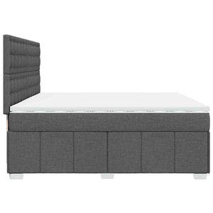 Κρεβάτι Boxspring με Στρώμα Σκούρο Γκρι 200x200 εκ. Υφασμάτινο - Pakobazaar
