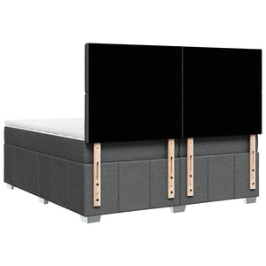 Κρεβάτι Boxspring με Στρώμα Σκούρο Γκρι 200x200 εκ. Υφασμάτινο - Pakobazaar