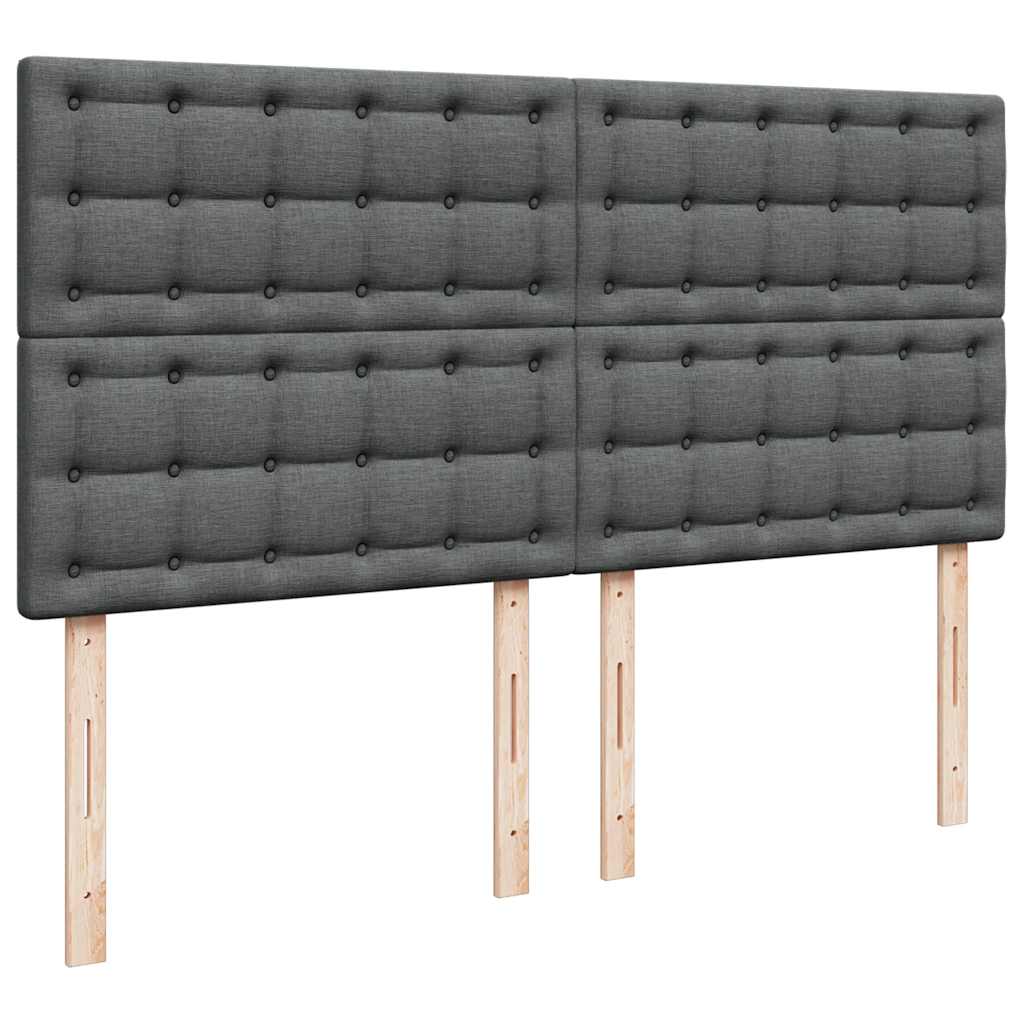 Κρεβάτι Boxspring με Στρώμα Σκούρο Γκρι 200x200 εκ. Υφασμάτινο - Pakobazaar