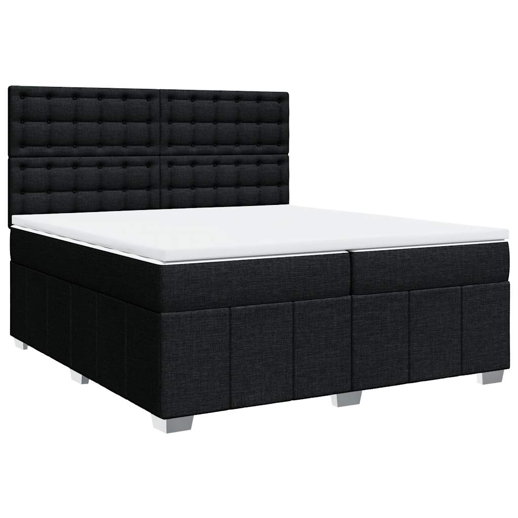 Κρεβάτι Boxspring με Στρώμα Μαύρο 200x200 εκ. Υφασμάτινο - Pakobazaar