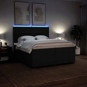 Κρεβάτι Boxspring με Στρώμα Μαύρο 200x200 εκ. Υφασμάτινο - Pakobazaar