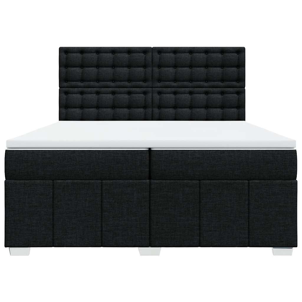 Κρεβάτι Boxspring με Στρώμα Μαύρο 200x200 εκ. Υφασμάτινο - Pakobazaar