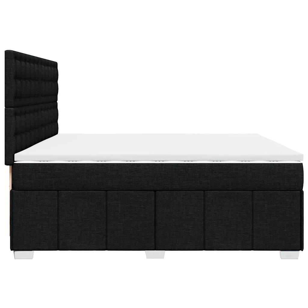Κρεβάτι Boxspring με Στρώμα Μαύρο 200x200 εκ. Υφασμάτινο - Pakobazaar