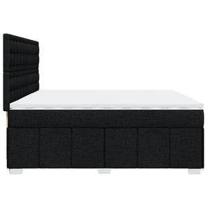 Κρεβάτι Boxspring με Στρώμα Μαύρο 200x200 εκ. Υφασμάτινο - Pakobazaar
