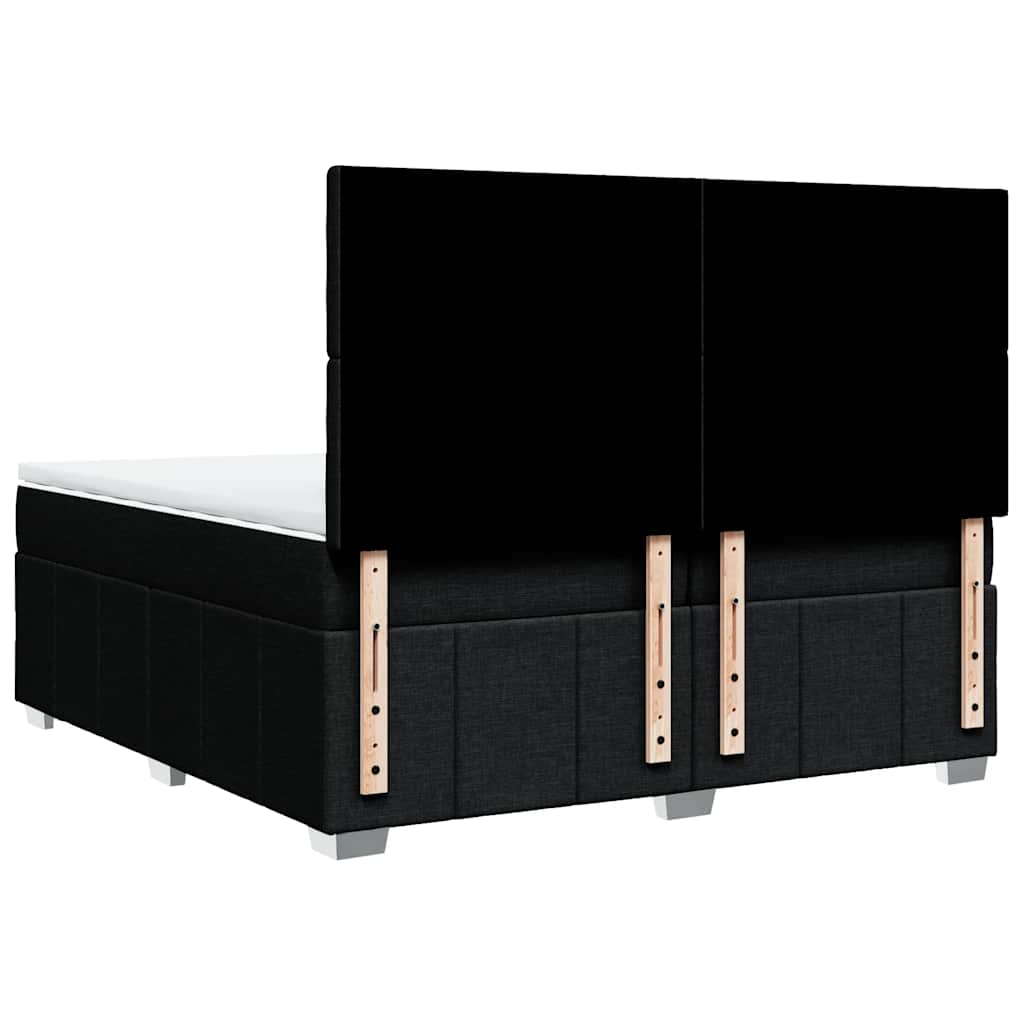 Κρεβάτι Boxspring με Στρώμα Μαύρο 200x200 εκ. Υφασμάτινο - Pakobazaar