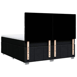 Κρεβάτι Boxspring με Στρώμα Μαύρο 200x200 εκ. Υφασμάτινο - Pakobazaar
