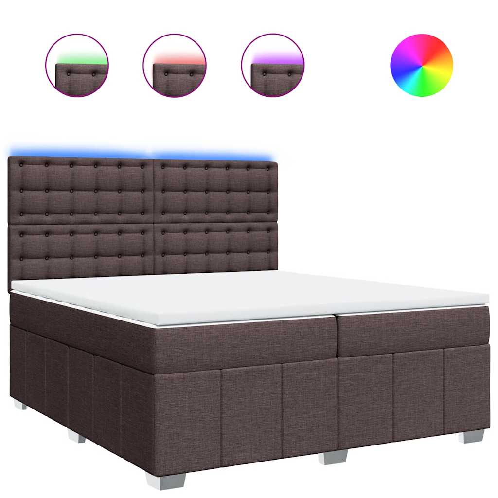 Κρεβάτι Boxspring με Στρώμα Σκούρο Καφέ 200x200 εκ. Υφασμάτινο