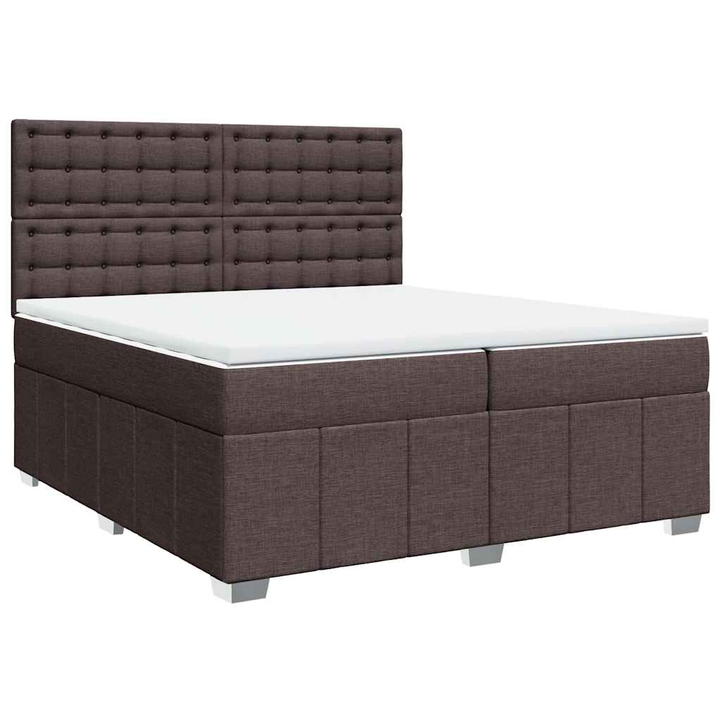 Κρεβάτι Boxspring με Στρώμα Σκούρο Καφέ 200x200 εκ. Υφασμάτινο