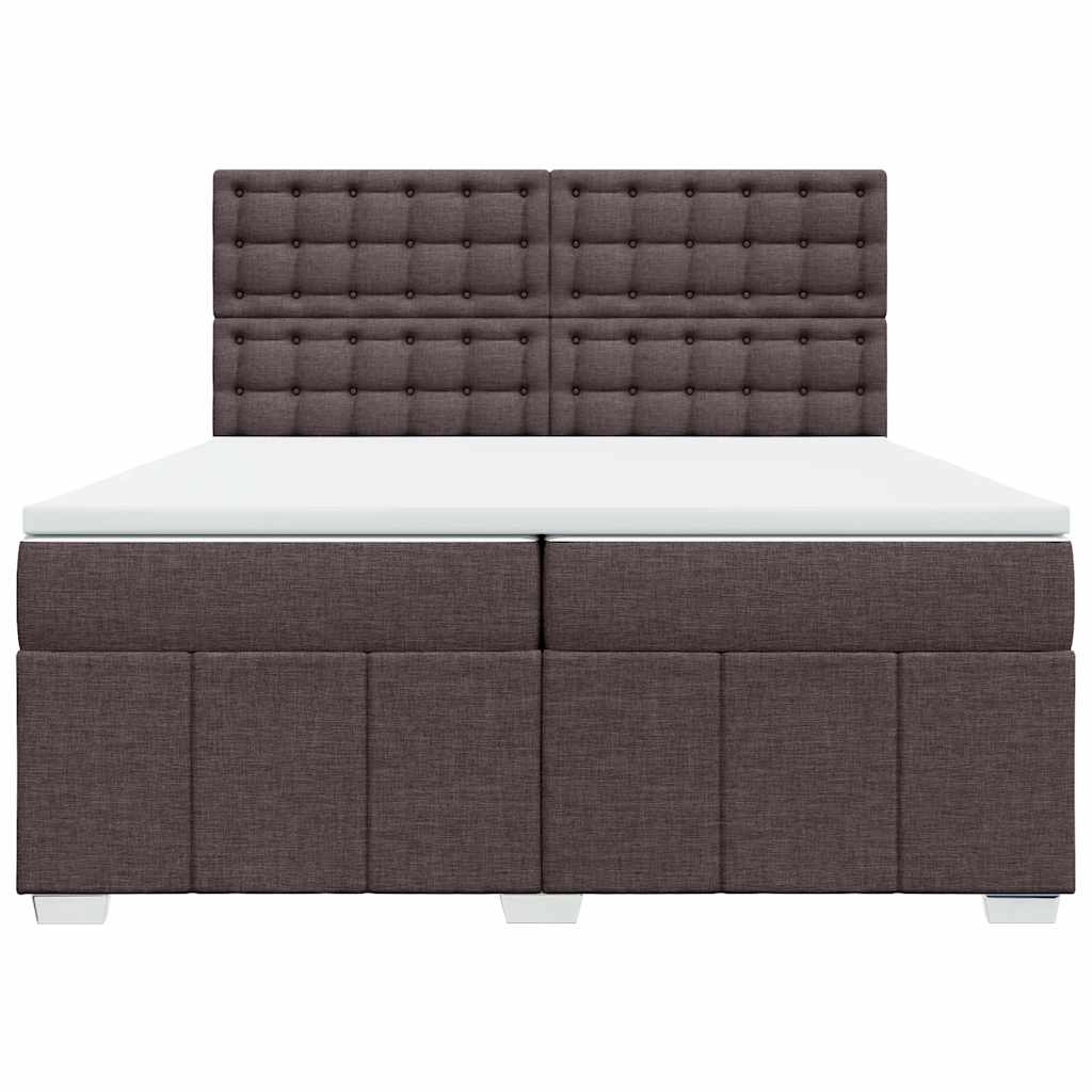 Κρεβάτι Boxspring με Στρώμα Σκούρο Καφέ 200x200 εκ. Υφασμάτινο