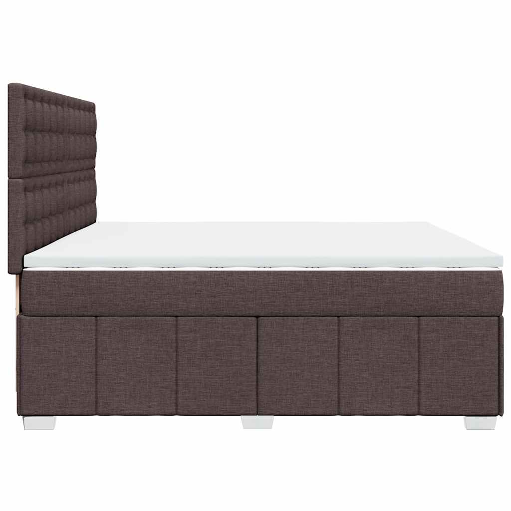 Κρεβάτι Boxspring με Στρώμα Σκούρο Καφέ 200x200 εκ. Υφασμάτινο