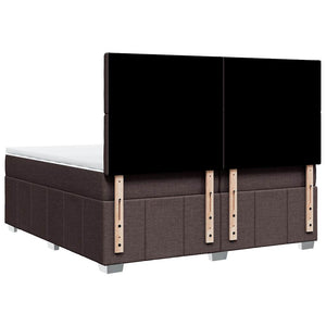 Κρεβάτι Boxspring με Στρώμα Σκούρο Καφέ 200x200 εκ. Υφασμάτινο