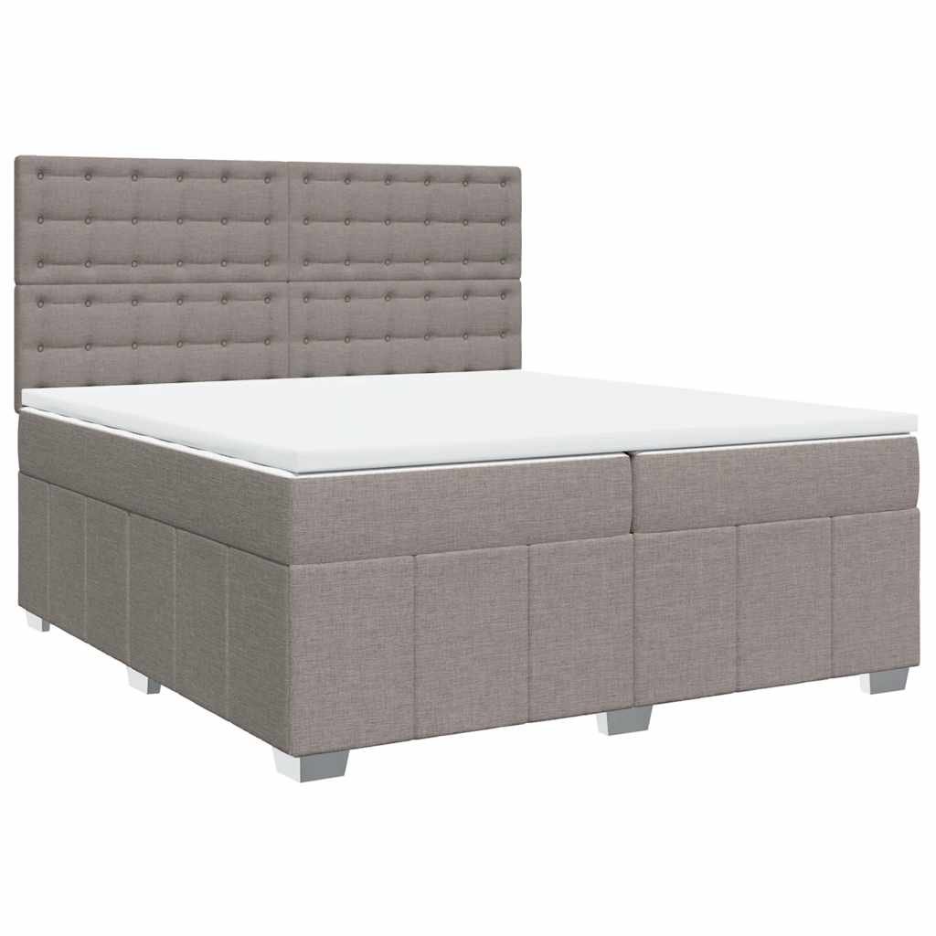 Κρεβάτι Boxspring με Στρώμα Taupe 200x200 εκ. Υφασμάτινο - Pakobazaar
