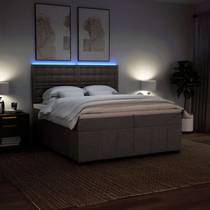 Κρεβάτι Boxspring με Στρώμα Taupe 200x200 εκ. Υφασμάτινο - Pakobazaar