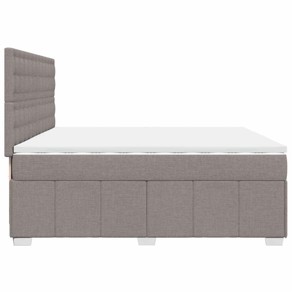 Κρεβάτι Boxspring με Στρώμα Taupe 200x200 εκ. Υφασμάτινο - Pakobazaar