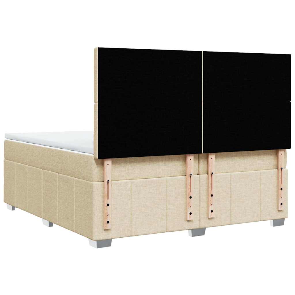 Κρεβάτι Boxspring με Στρώμα Κρεμ 200x200 εκ. Υφασμάτινο - Pakobazaar