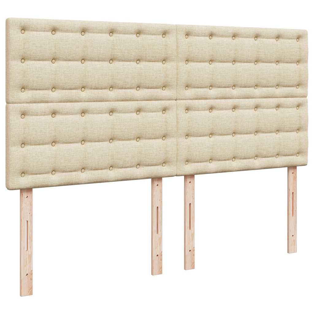 Κρεβάτι Boxspring με Στρώμα Κρεμ 200x200 εκ. Υφασμάτινο - Pakobazaar