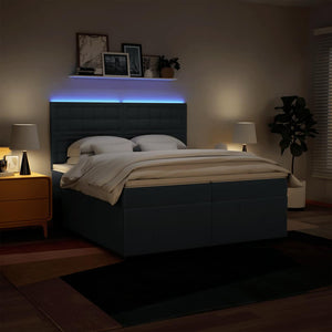 Κρεβάτι Boxspring με Στρώμα Μπλε 200x200 εκ. Υφασμάτινο - Pakobazaar