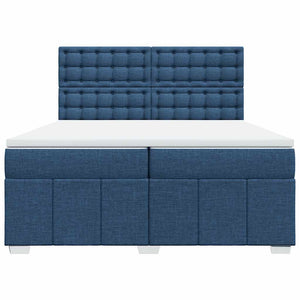 Κρεβάτι Boxspring με Στρώμα Μπλε 200x200 εκ. Υφασμάτινο - Pakobazaar