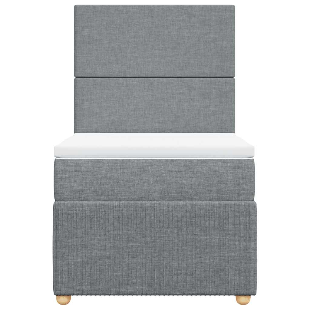 Κρεβάτι Boxspring με Στρώμα Ανοιχτό Γκρι 80x200 εκ. Υφασμάτινο - Pakobazaar