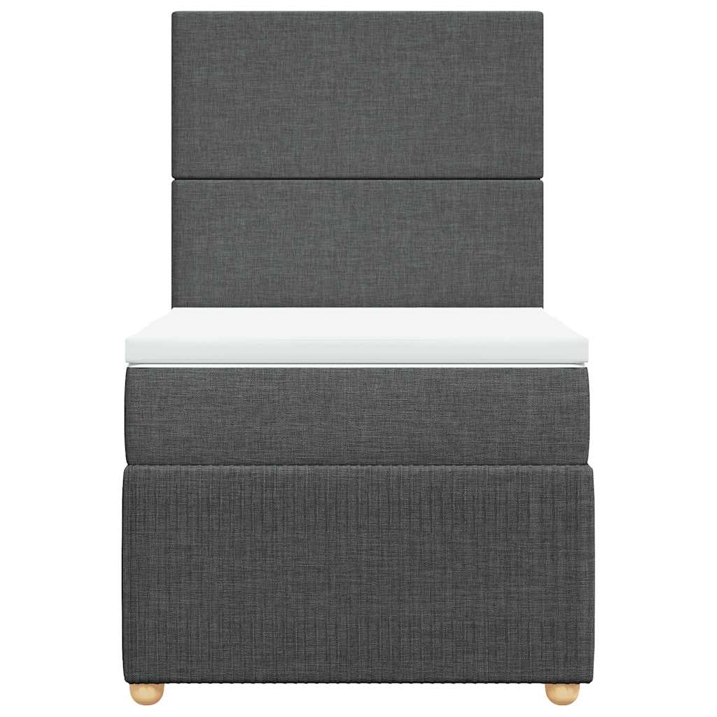 Κρεβάτι Boxspring με Στρώμα Σκούρο Γκρι 80x200 εκ. Υφασμάτινο - Pakobazaar