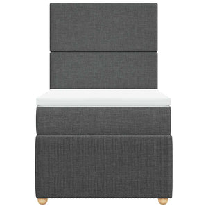 Κρεβάτι Boxspring με Στρώμα Σκούρο Γκρι 80x200 εκ. Υφασμάτινο - Pakobazaar