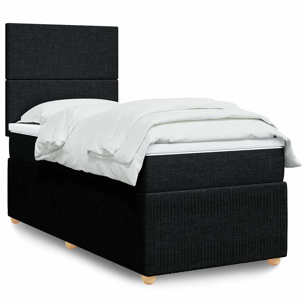Κρεβάτι Boxspring με Στρώμα Μαύρο 80 x 200 εκ. Υφασμάτινο - Pakobazaar